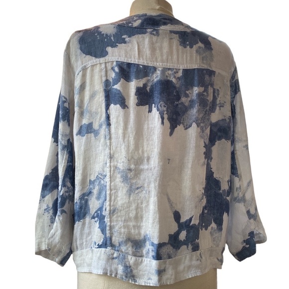 Lands Downunder button up jacket with 3/4 sleeves and notched cuffs, linen - Picture 4 of 8